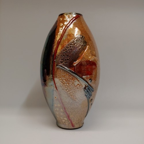 #220427 Raku Glitter Glaze 7.75x5.75 $32 at Hunter Wolff Gallery